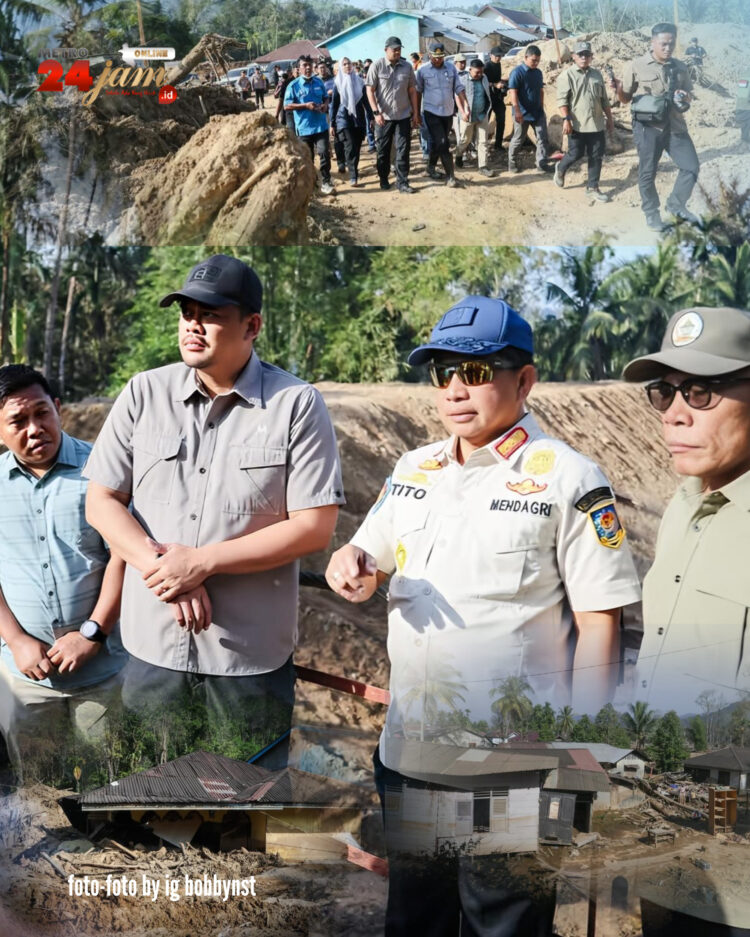 Gubsu Bersama Bupati Tapteng Temani Ketua Satgas Rehabilitasi dan Rekonstruksi Tinjau Kondisi Tapteng Pascabencana