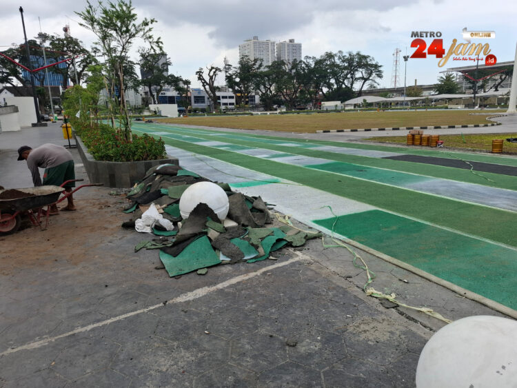 Trek Lari yang Rusak dan Terkelupas Belum Juga Siap Diperbaiki